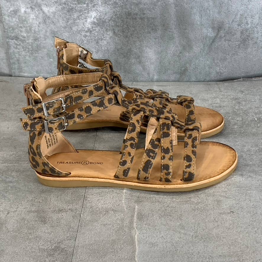 TREASURE & BOND Girl's Tan/Brown Cheetah-Print Alana Gladiator Sandals SZ 13