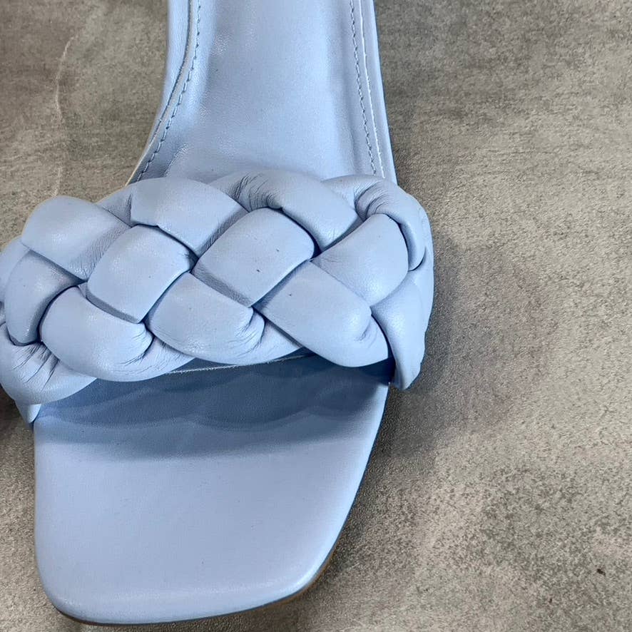 MADDEN GIRL Women's Blue Ribbon Gracy Braided Square-Toe Block-Heel Sandals SZ10