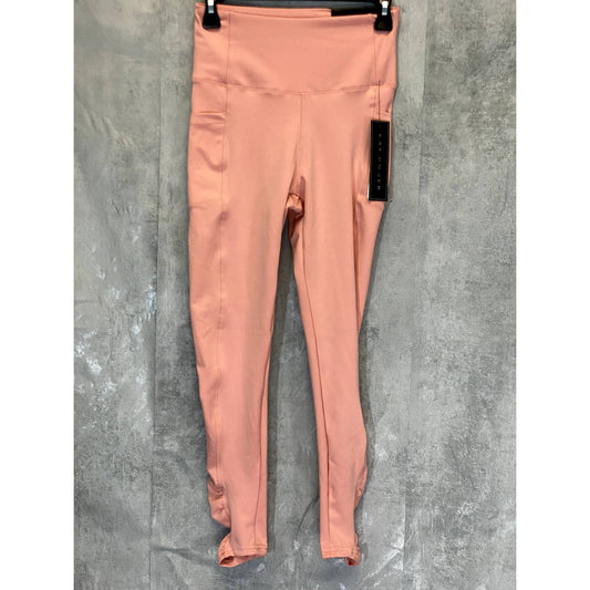 KAY UNGER Women's Peach Ruched Cuff High-Waist Media Pocket Pull-On Athletic Legging SZ S