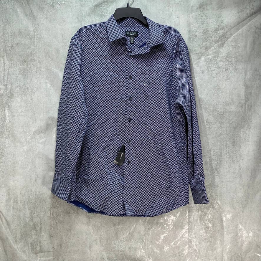 ALFANI Blue Slim-Fit Performance Stretch Long Sleeve Dress Shirt SZ XL
