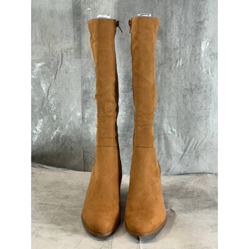 STYLE & CO Women's Bark Microsuede Warrda Round-Toe Block-Heel Tall Boots SZ 7