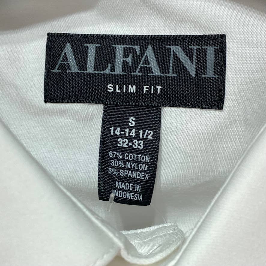 ALFANI White Slim-Fit Performance Stretch Long Sleeve Dress Shirt SZ S