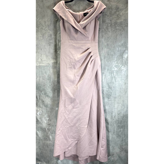 XSCAPE Women's Blush Pink Off-The-Shoulder Sweetheart Neck Ruched Gown SZ 6