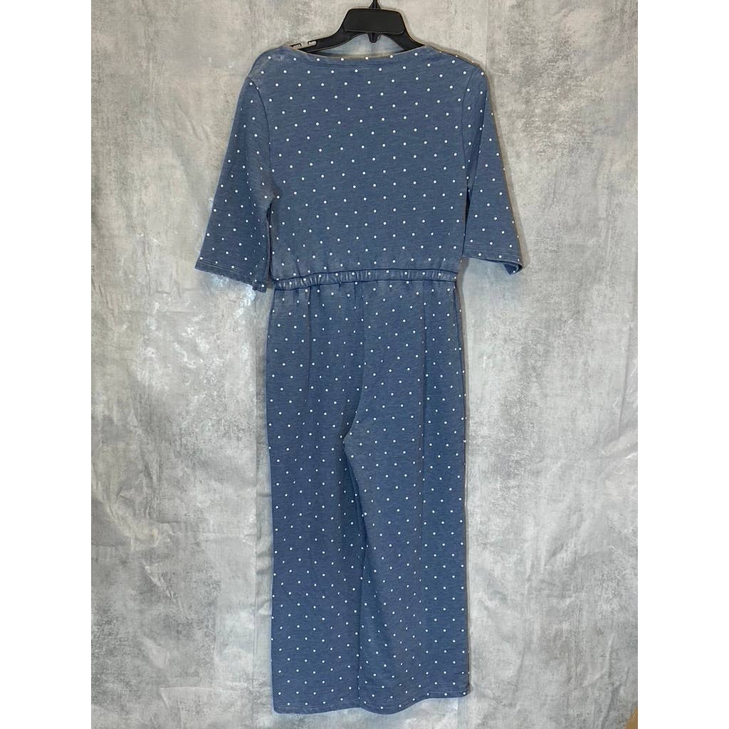 ALTERNATIVE Women's Bay Blue Pin Dot Surplice Short Sleeve Pull-On Jumpsuit SZ S