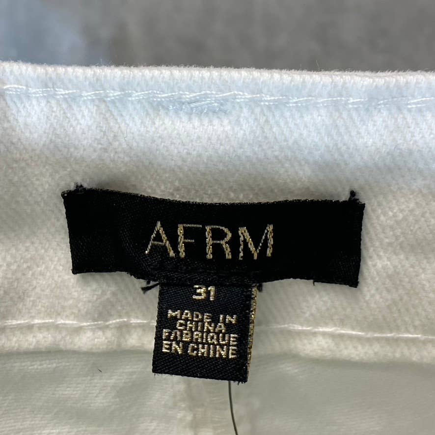 AFRM Women's White Luisa Distressed High-Rise Ankle Crop Skinny Denim Jeans SZ31