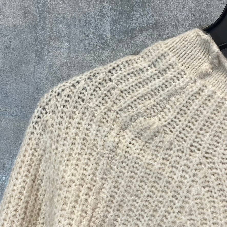 TOPSHOP Women's Nude Crewneck Knit Long Sleeve Pullover Crop Sweater SZ 4-6