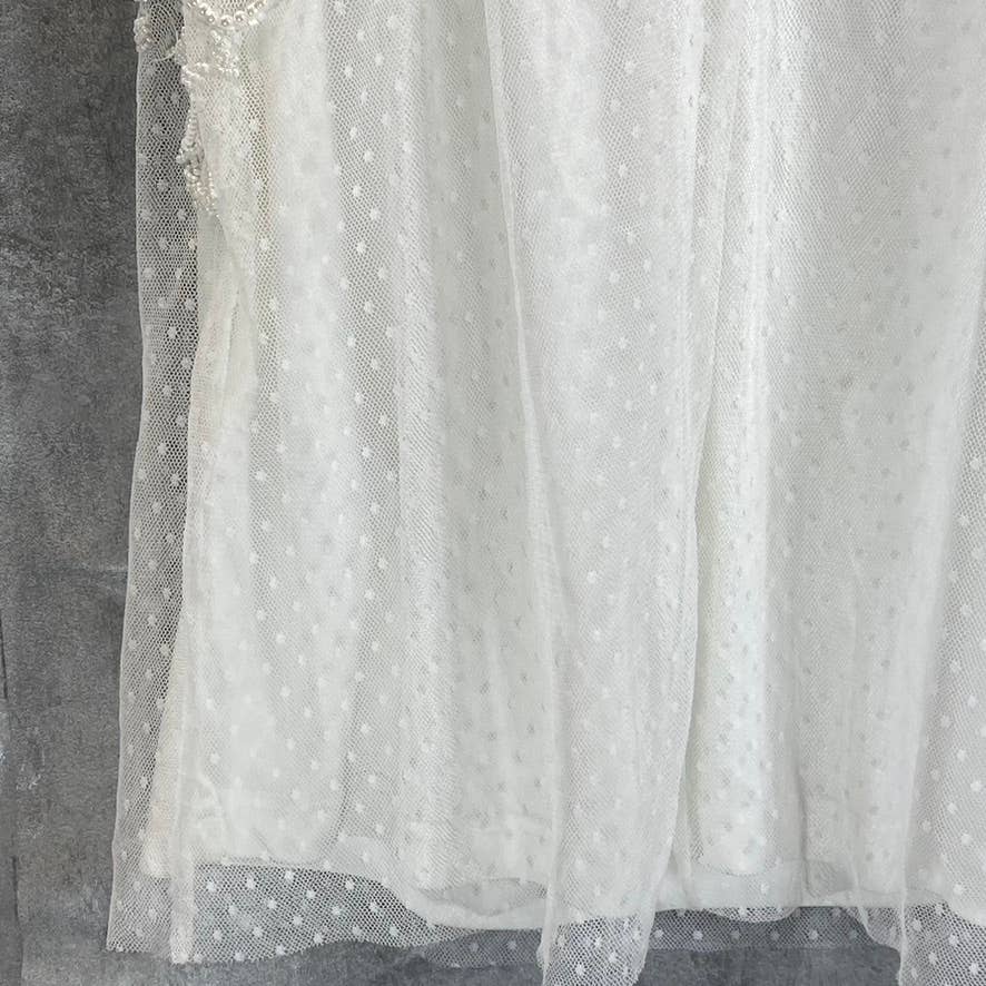 ADRIANNA PAPELL Women's Ivory Bead Embellished Off-The-Shoulder Dress SZ8