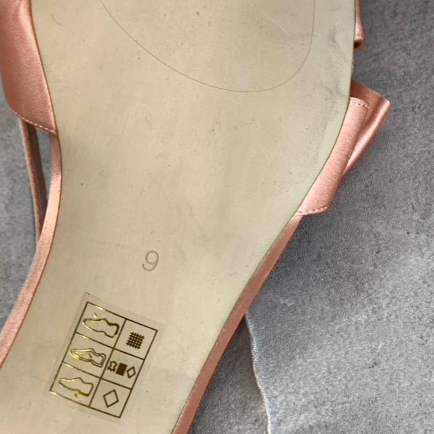 JEFFREY CAMPBELL Women's Natural Satin Take a Bow Square-Toe Slingback Sandals