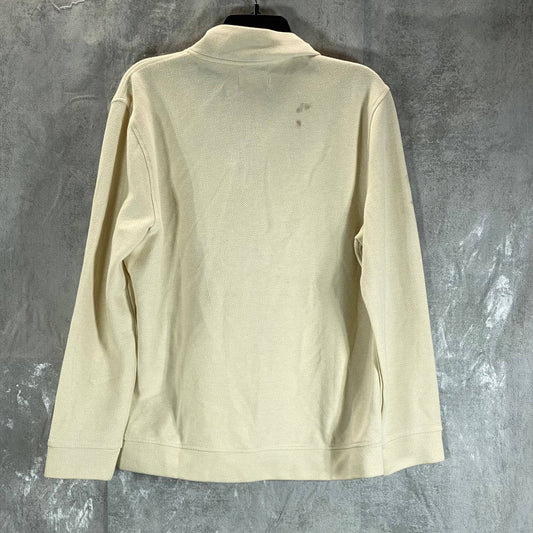 CLUB ROOM Men's Natural Heather French Rib Quarter-Zip Pullover Sweater SZ M