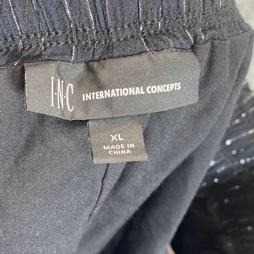 INC INTERNATIONAL Women's Deep Black High-Rise Smocked Tassel-Tie Shorts SZ XL