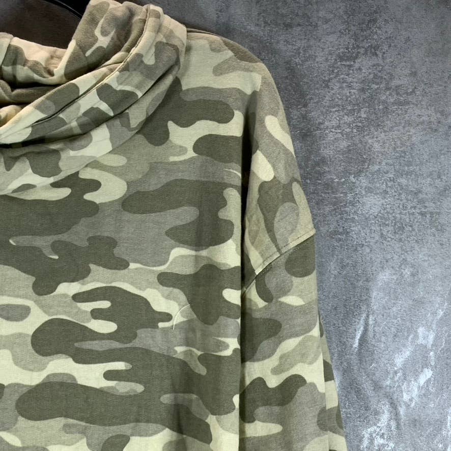 STYLE & CO Women's Green Camo-Print Oversized Pullover Hoodie SZ M