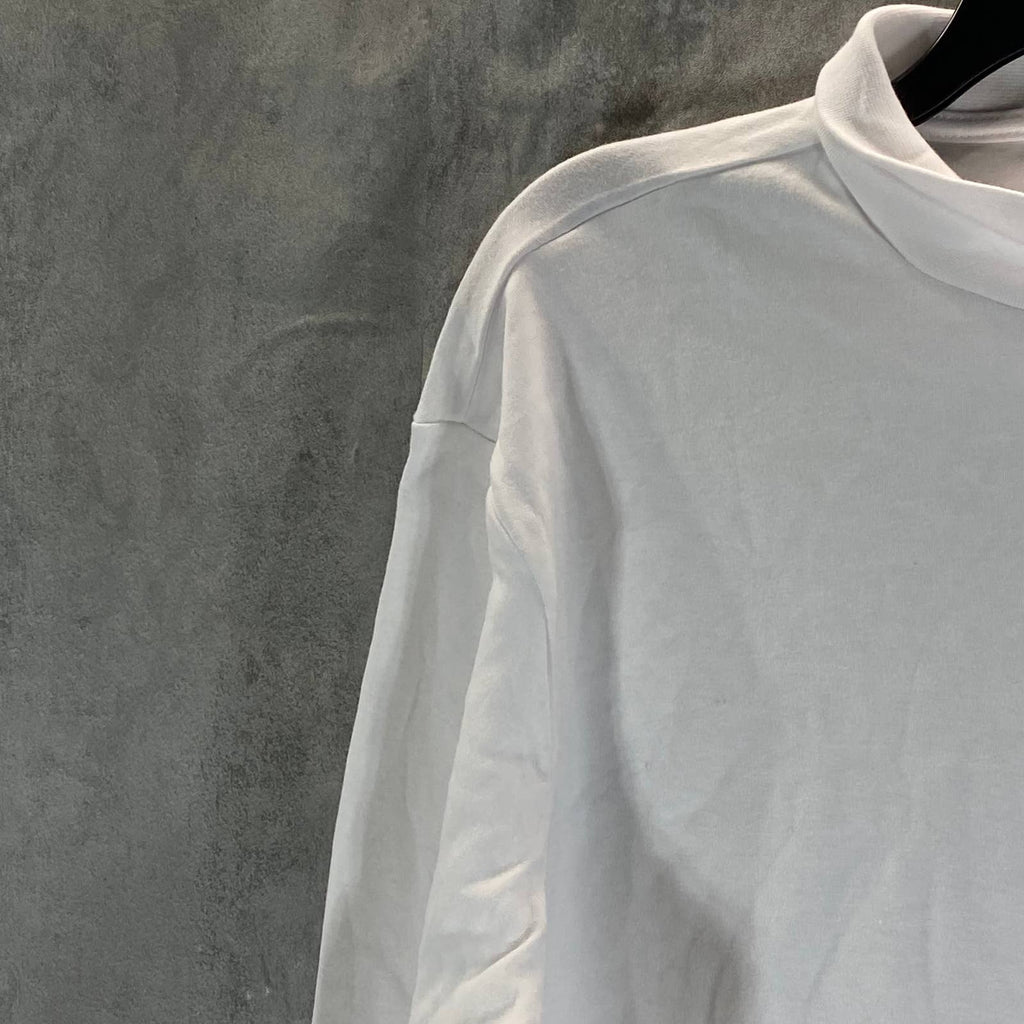 CLUB ROOM Men's White Solid Mock-Neck Long-Sleeve Pullover Shirt SZ XL