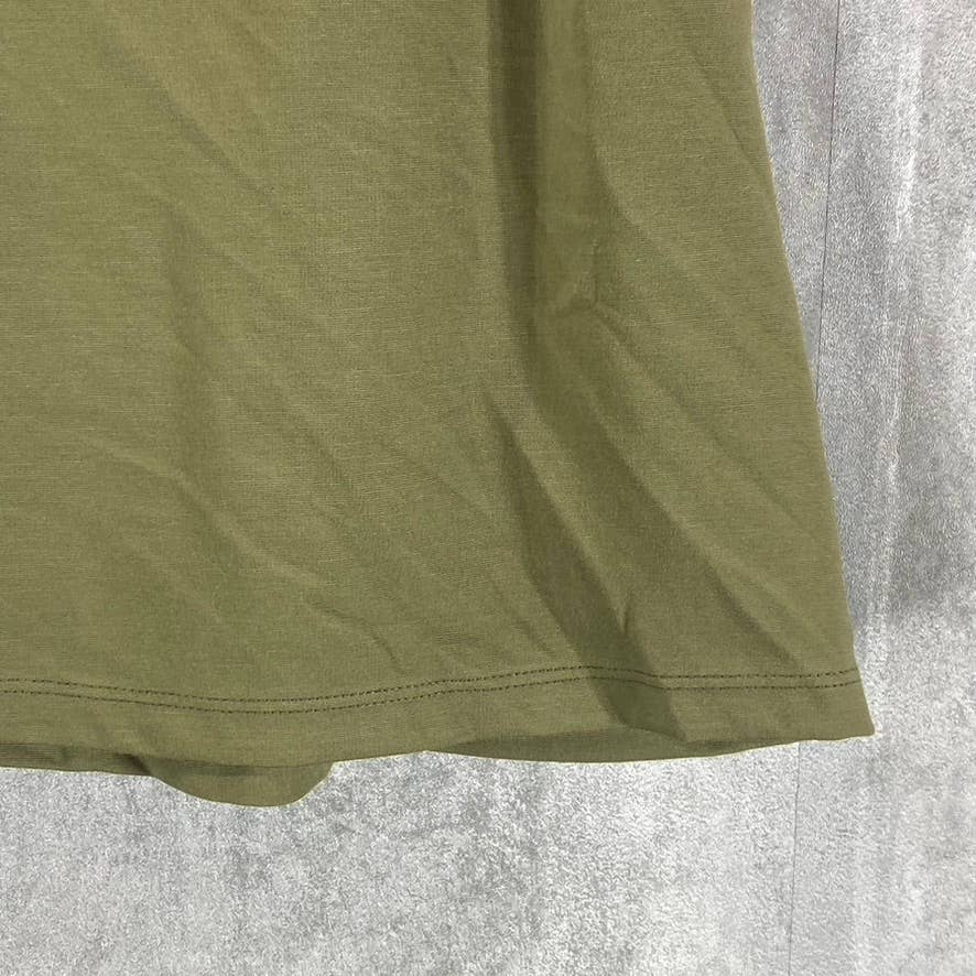 INC INTERNATIONAL CONCEPTS Women's Burnt Olive Crewneck Ruffled Tank Top SZ S