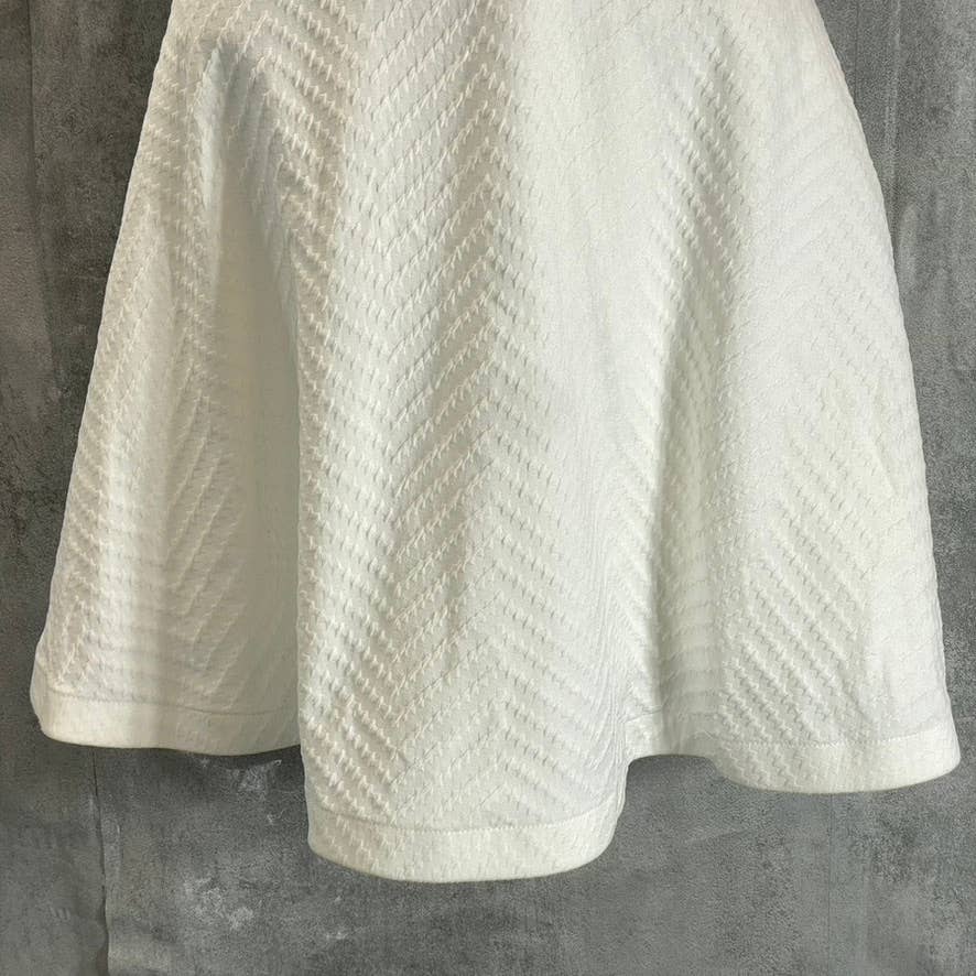 CITY STUDIO Juniors' Ivory V-Neck Lace-Up-Back Textured Fit & Flare Mini Dress