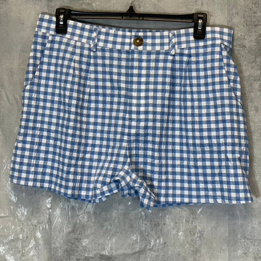 ABOUND Women's Plus Size Blue/White Gingham Shorts SZ 1X