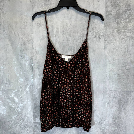 TREASURE & BOND Women's Plus Size Brown Distressed Spring Rose Lace Inset Tank Top SZ 1X