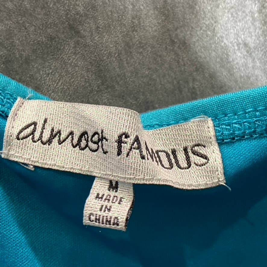 ALMOST FAMOUS Juniors' Aqua Chain-Strap Side Cutout Ruched Bodycon Dress SZ M