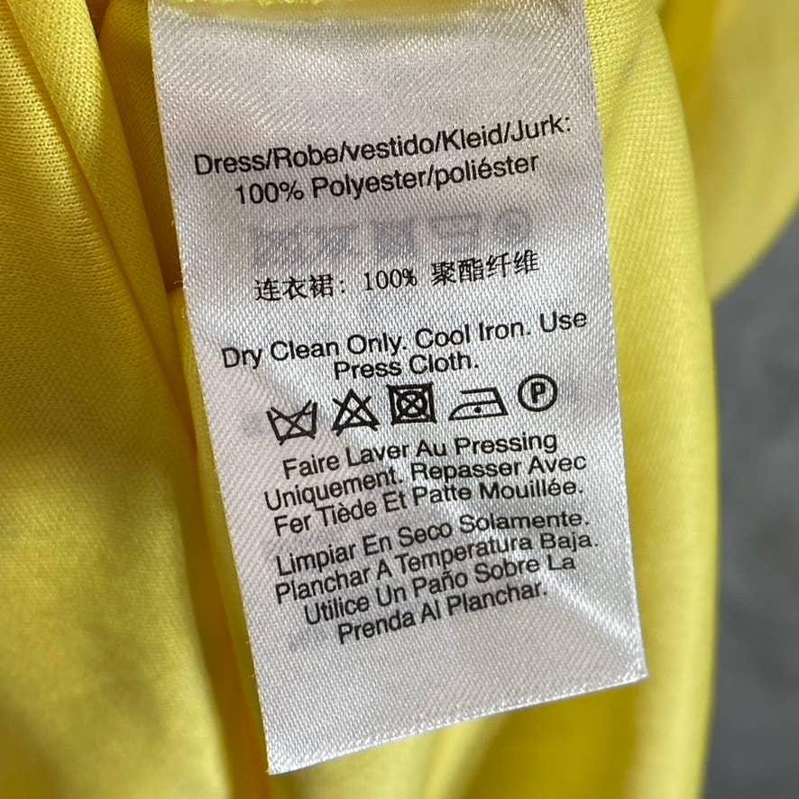 DKNY Women's Yellow Floral Smocked Flutter Short-Sleeve Hi-Low Hem Midi Dress