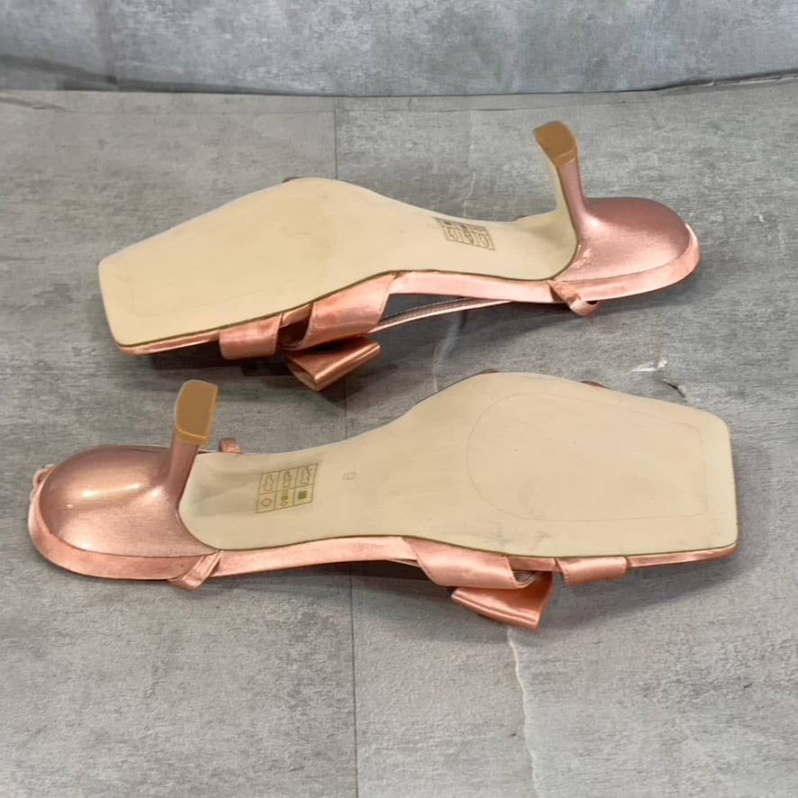 JEFFREY CAMPBELL Women's Natural Satin Take a Bow Square-Toe Slingback Sandals