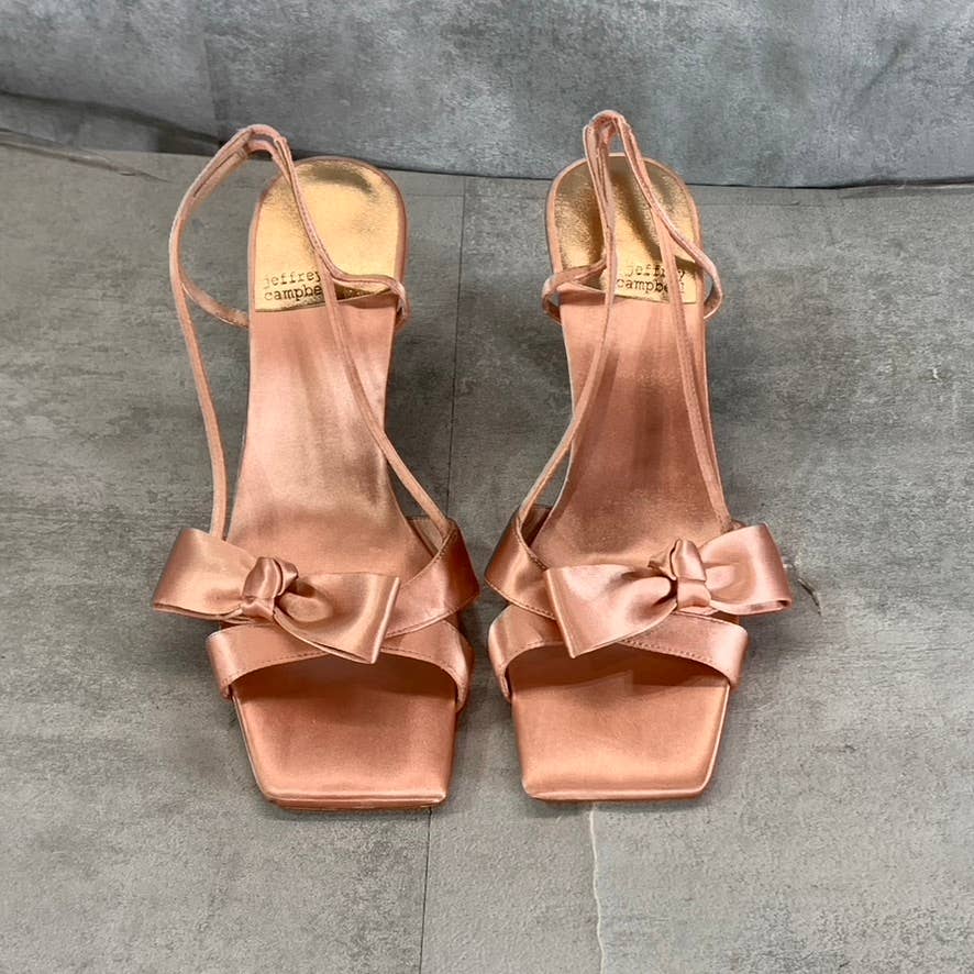 JEFFREY CAMPBELL Women's Natural Satin Take a Bow Square-Toe Slingback Sandals