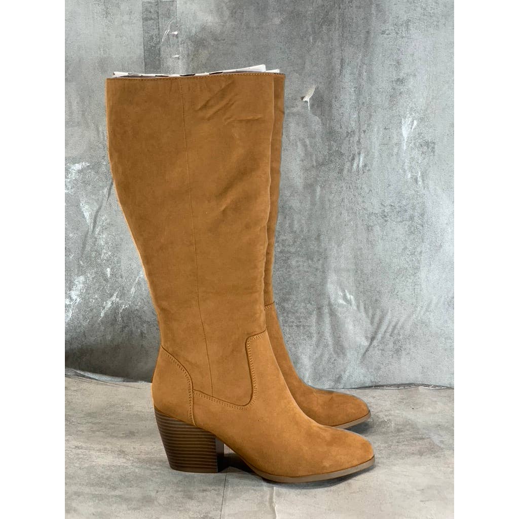 STYLE & CO Women's Bark Microsuede Warrda Round-Toe Block-Heel Tall Boots SZ 7