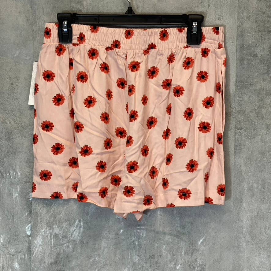 ABOUND Women's Pink Daisy Dots Easy Flowy Lightweight Elastic Waist Pull-On Shorts SZ M