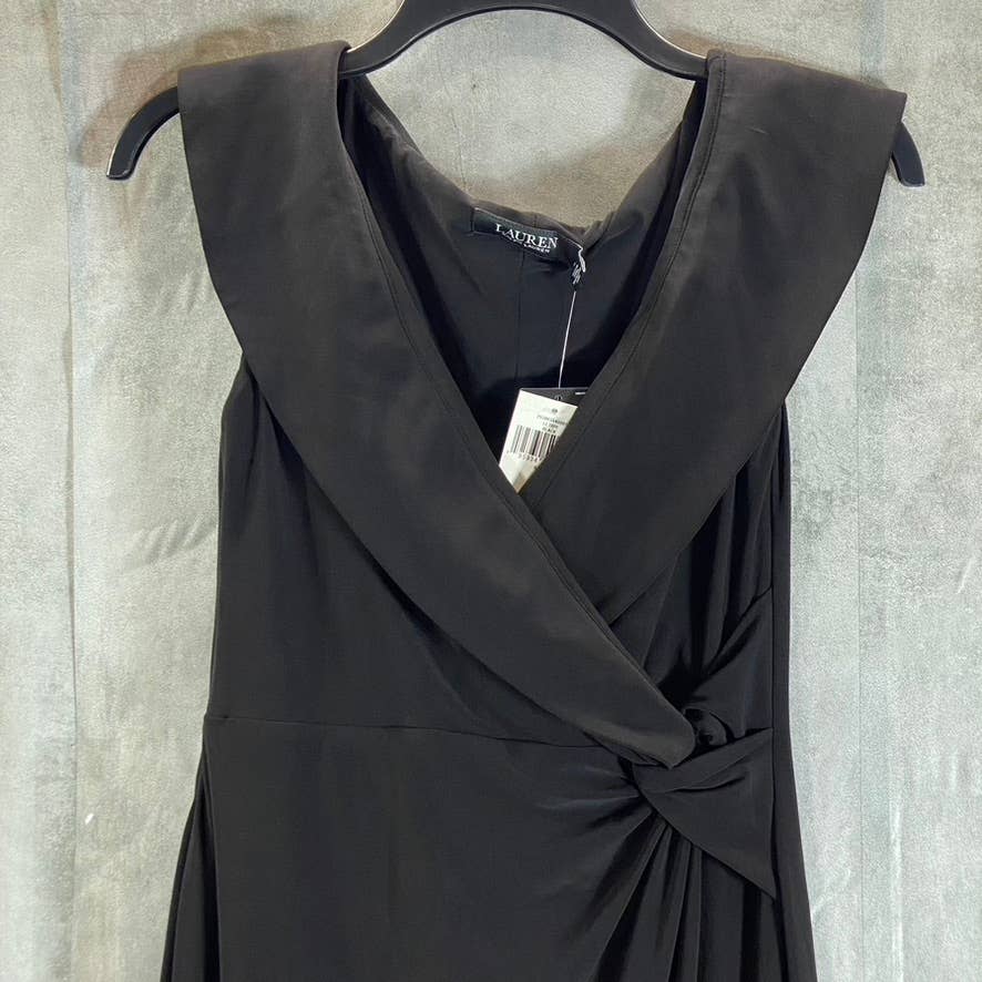 LAUREN RALPH LAUREN Women's Black Jersey Off-The-Shoulder Side-Slit Dress SZ 4