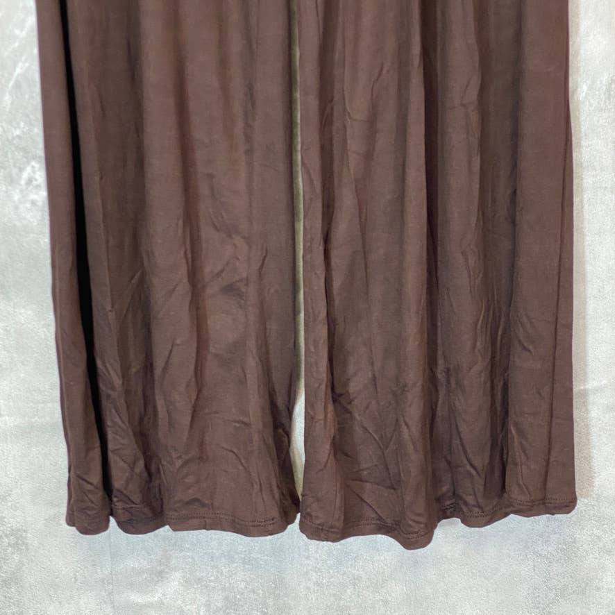 24/7 COMFORT APPAREL Women's Plus Size Brown Comfortable Loose-Fit Pull-On Palazzo Pants SZ 1X