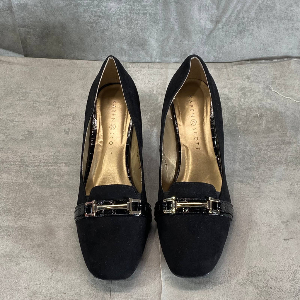 KAREN SCOTT Women's Black Faux Suede Penzey Square-Toe Dress Pumps SZ 8.5