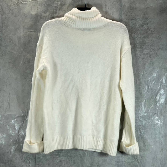 CHARTER CLUB Women's Ivory Embellished Cable Knit Turtle-Neck Pullover Sweater