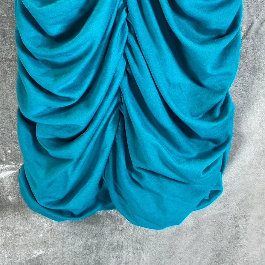 ALMOST FAMOUS Juniors' Aqua Chain-Strap Side Cutout Ruched Bodycon Dress SZ M