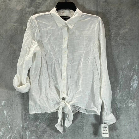 INC INTERNATIONAL CONCEPTS Women's Bright White Tie-Front Button-Up Top SZ S