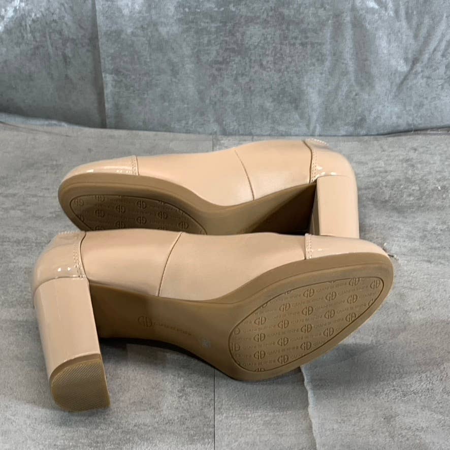 GIANI BERNINI Women's Nude Smooth Laynne Round Cap-Toe Block-Heel Pumps SZ 6