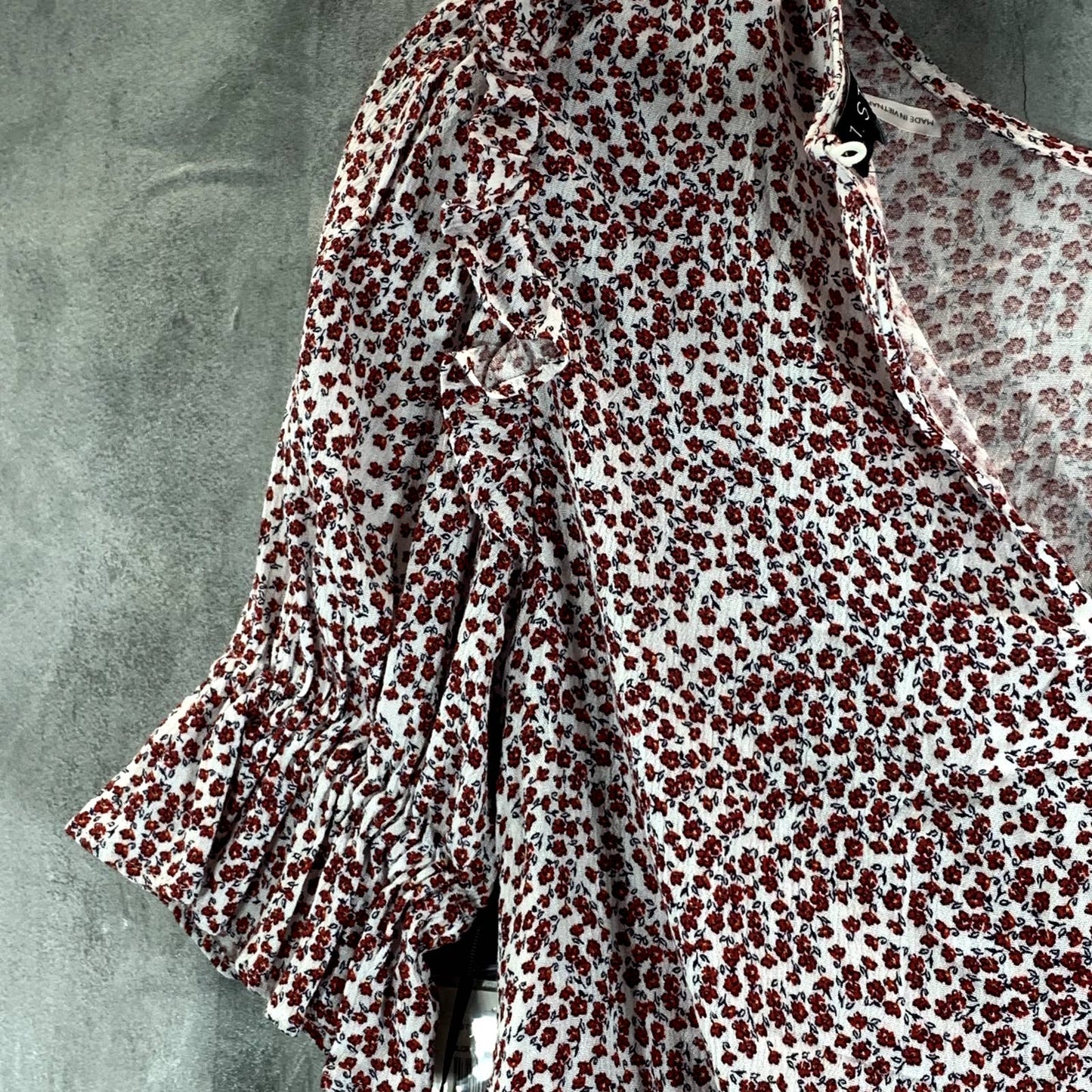 1.STATE Women's Peplum Ditsy Floral-Print Crewneck Short Sleeve Peplum Top SZ XS