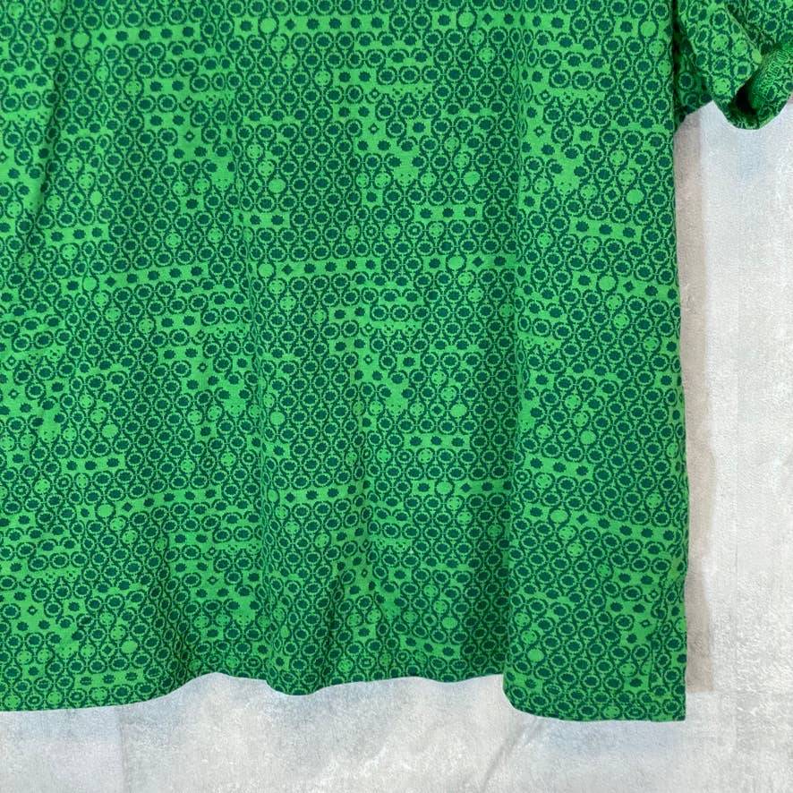INC INTERNATIONAL CONCEPTS Women's Green Printed V-Neck Short Sleeve Top SZ XL