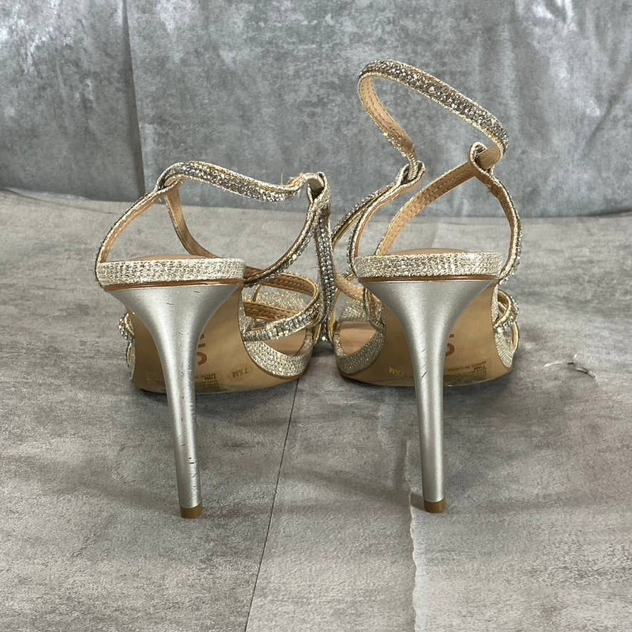 INC INTERNATIONAL CONCEPTS Women's Champagne Crystal Arti Strappy Sandals SZ 7.5