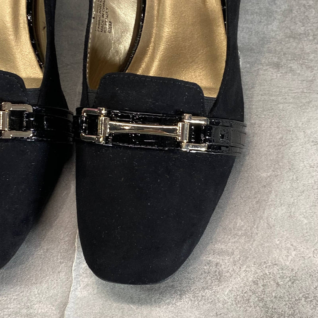 KAREN SCOTT Women's Black Faux Suede Penzey Square-Toe Dress Pumps SZ 8.5