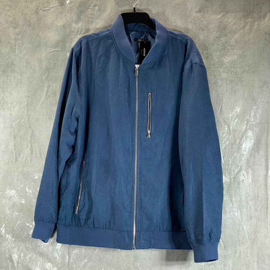 ALFANI Men's Blue Nite Escape Perforated Regular-Fit Full-Zip Bomber Jacket