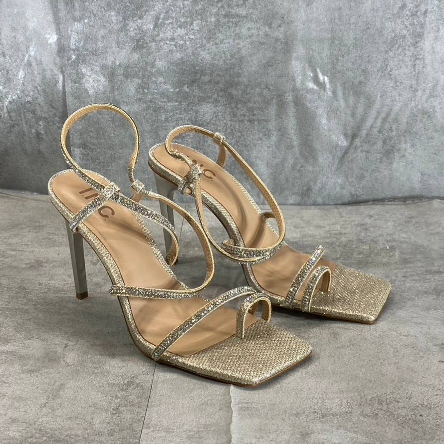 INC INTERNATIONAL CONCEPTS Women's Champagne Crystal Arti Strappy Sandals SZ 7.5