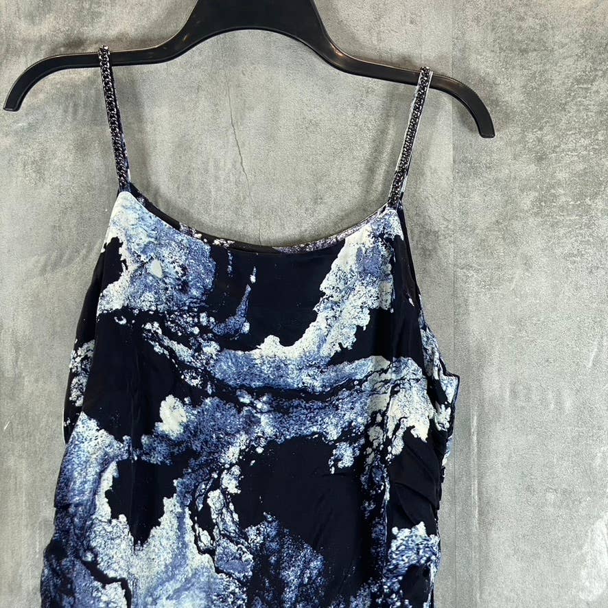 BELLDINI Black Label Women's Metallic Marble Chain-Strap Printed Dress SZ XL