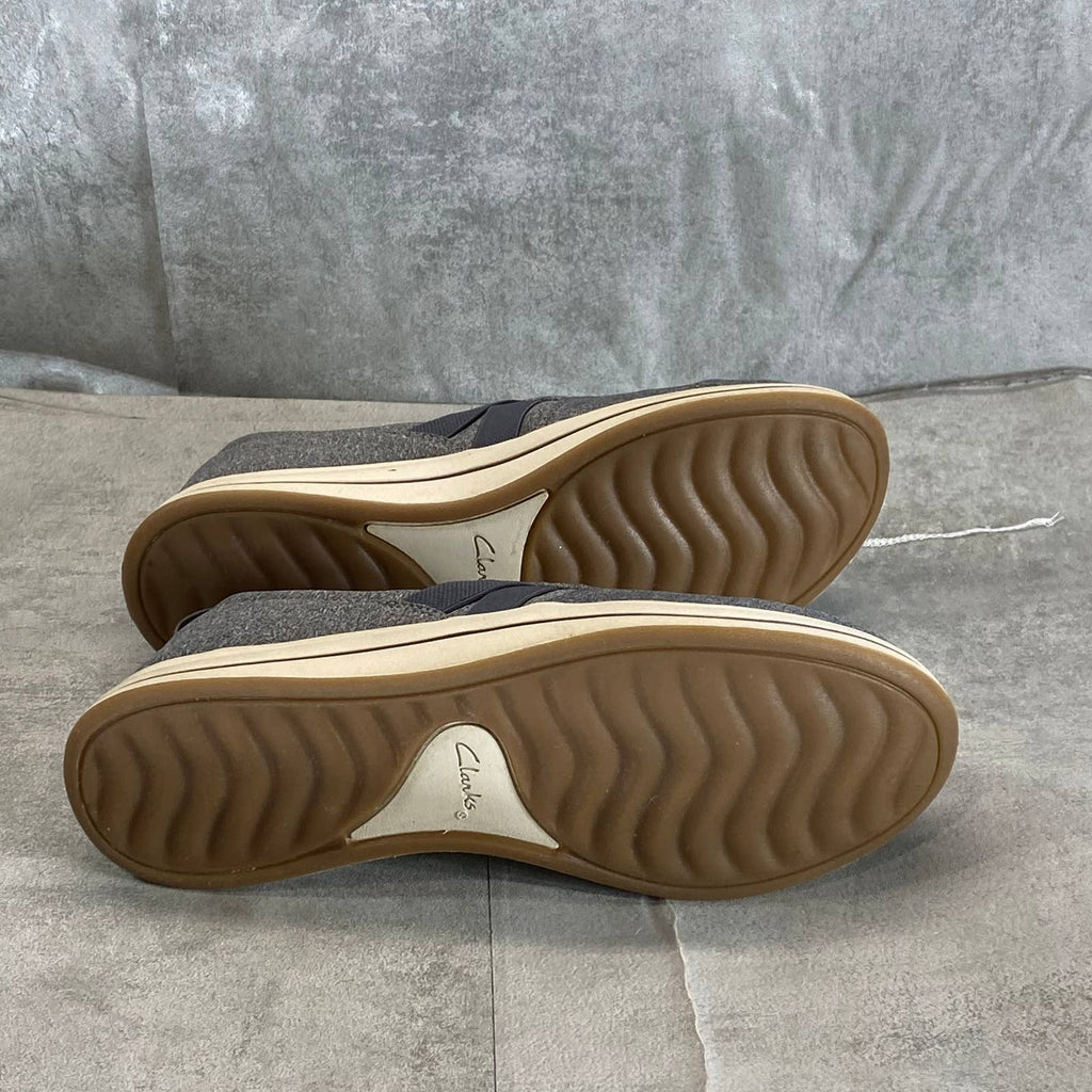 CLARKS CLOUDSTEPPERS Women's Wide Dark Grey Breeze Bali Slip-On Sneakers SZ 6W