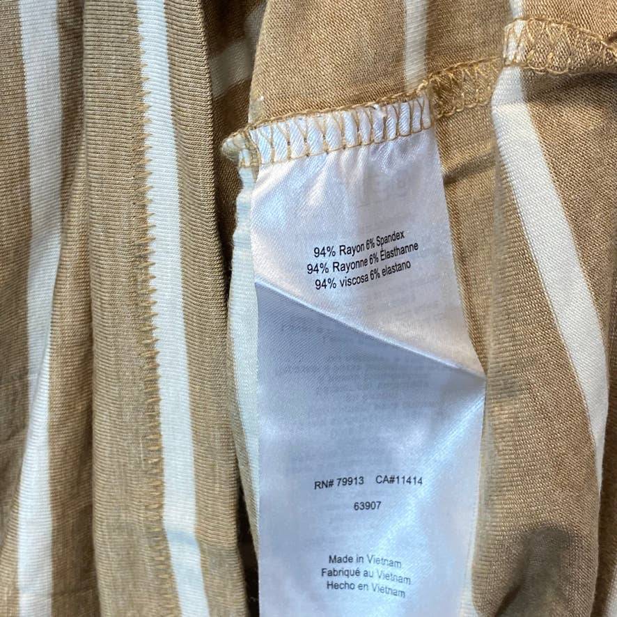 A PEA IN THE POD Women's Maternity Tan Striped Turtleneck Long Sleeve Top SZ M