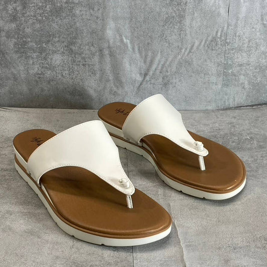 STYLE & CO Women's White Smooth Emmaa Round-Toe Thong Slide Sandals SZ 10