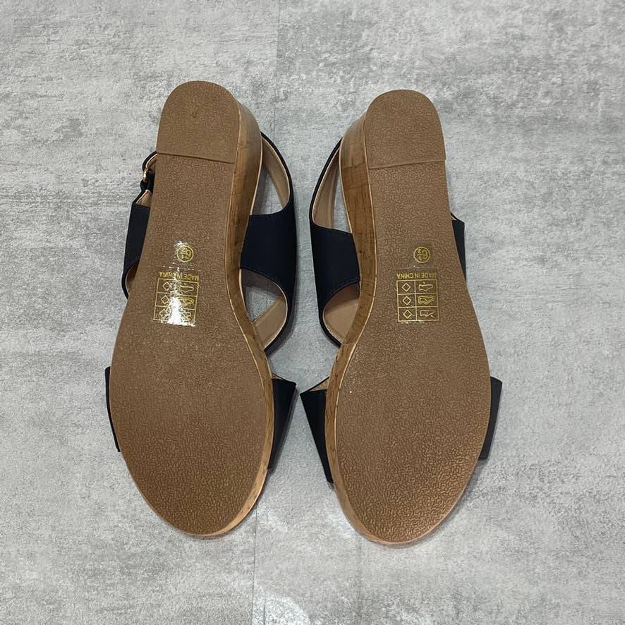 JOURNEE COLLECTION Black Jenice Wedge Sandal SZ 6.5