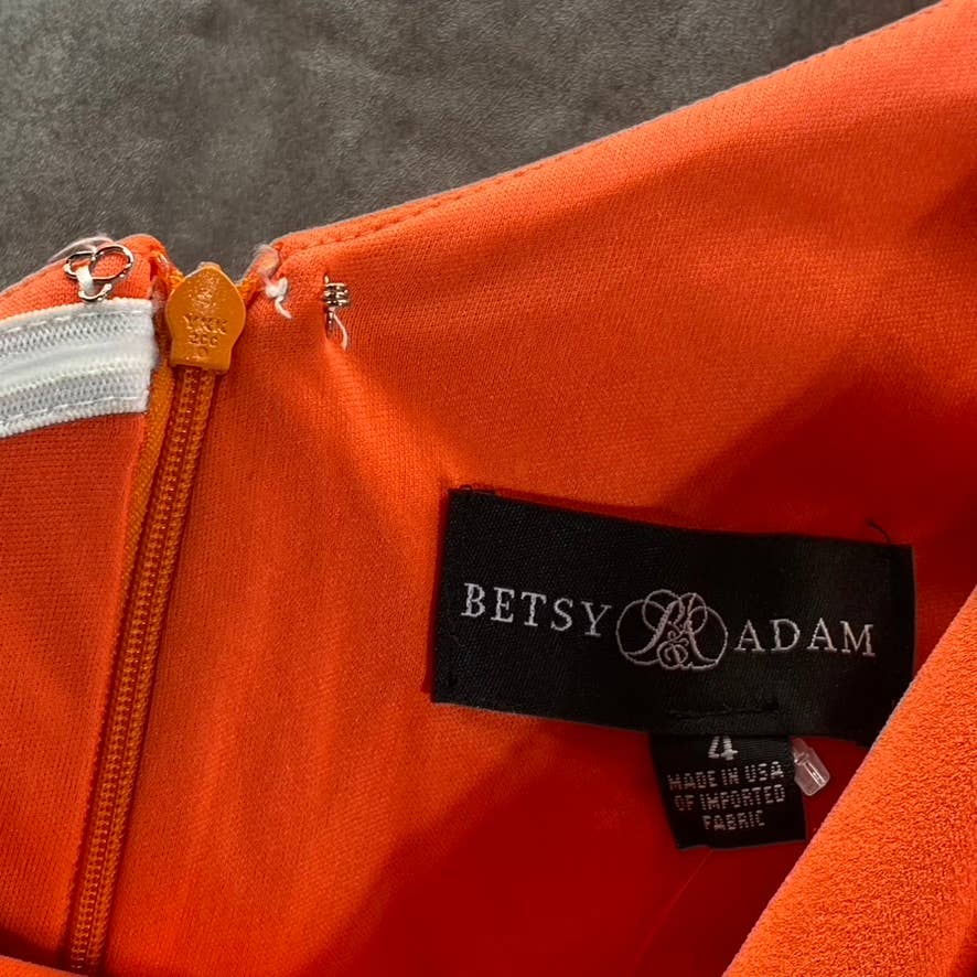 BETSY & ADAM Women's Orange One-Shoulder Bow Knee-Length Sheath Dress SZ 4