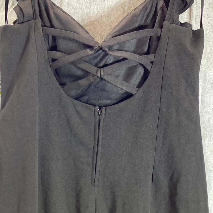 CITY STUDIO Juniors' Black Ruffle Cap-Sleeve X-Back Sheath Mini Dress SZ 17