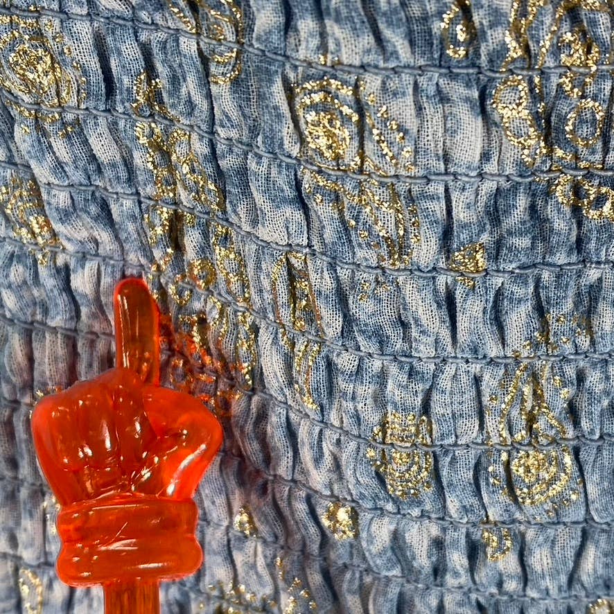 MICHAEL MICHAEL KORS Women's Petite Chambray Paisley Smocked Ruffle Dress SZ P/M