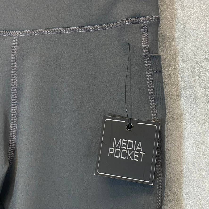 KAY UNGER Women's Dark Grey High-Waist Tummy Control Mesh Cuff Pull-On Leggings SZ S