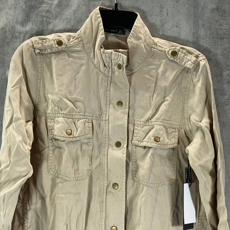 BALCK TAPE Women's Light Stone Mock-Neck Drawstring Utility Full-Zip Jacket SZXS