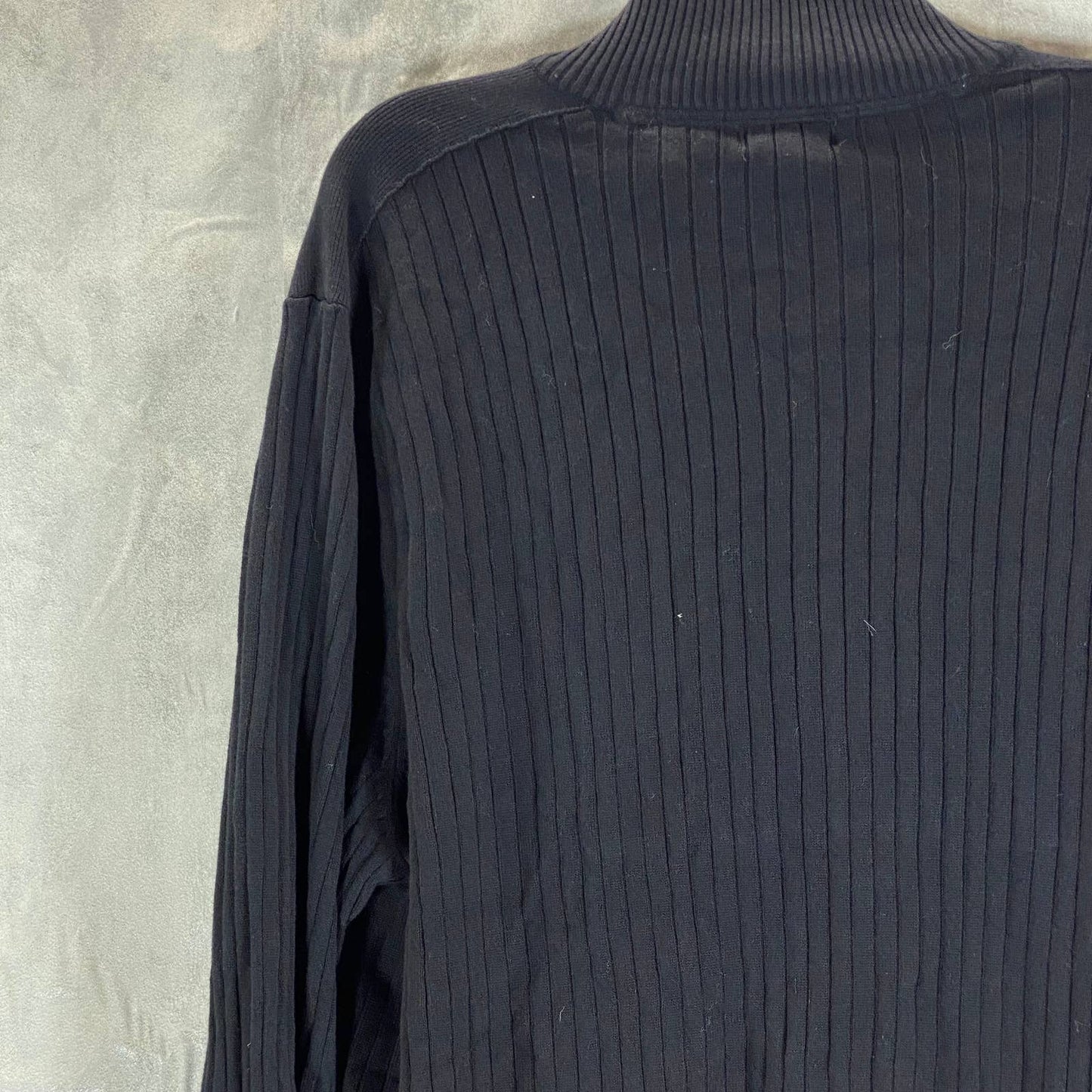 ALFANI Men's Deep Black Classic-Fit Ribbed Full-Zip Sweater 2XL